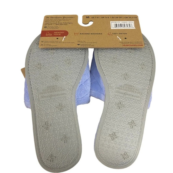 New Dearfoams Blue Memory Foam Slippers Medium - Picture 2 of 4